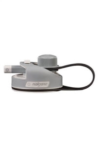 MultiDrink Cap with Straw—gray Nalgene lid featuring a built-in straw, screw cap, and black carrying loop, shown from the side.