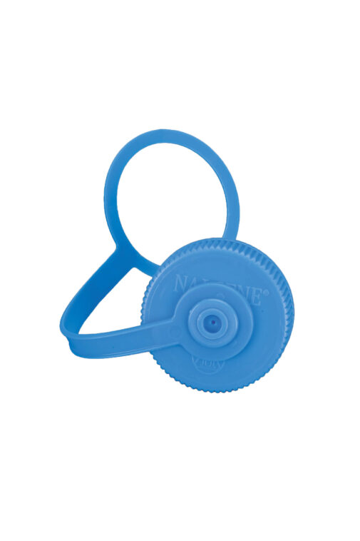 A blue plastic earbuds ring, crafted to pair with your 16oz Wide Mouth Cap for easy daily use.
