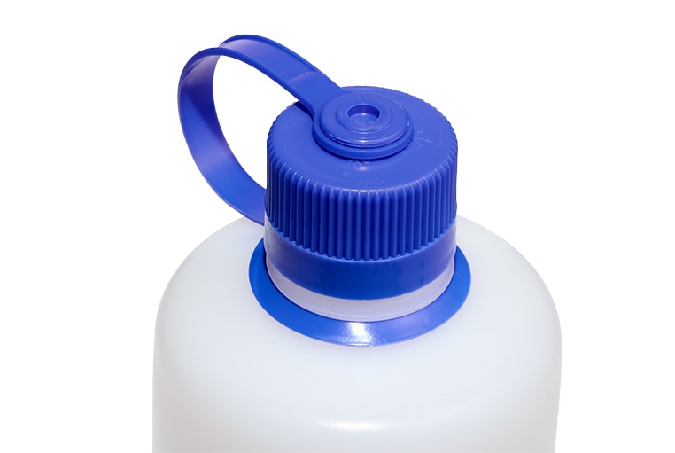 32oz Narrow Mouth Ultralite White bottle with blue screw-on cap and carrying loop, shown on a white background.