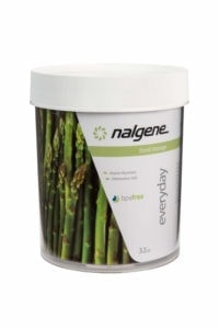 The 32oz Storage Jar from Nalgene features a white lid and asparagus design—ideal for keeping your food fresh.