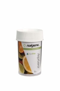 The 8oz Storage Jar is a clear Nalgene food container with a white lid, BPA free, and features citrus fruit images.