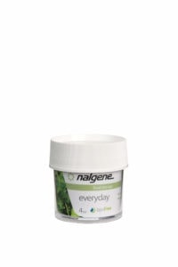 The 4oz Storage Jar by Nalgene features a white lid, "everyday" and "bpa free" labels—ideal for easy, safe food storage.