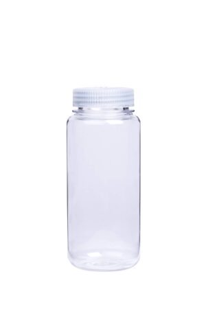 The 16oz Storage Bottle, featuring a white screw-on lid, is empty and displayed against a white background.