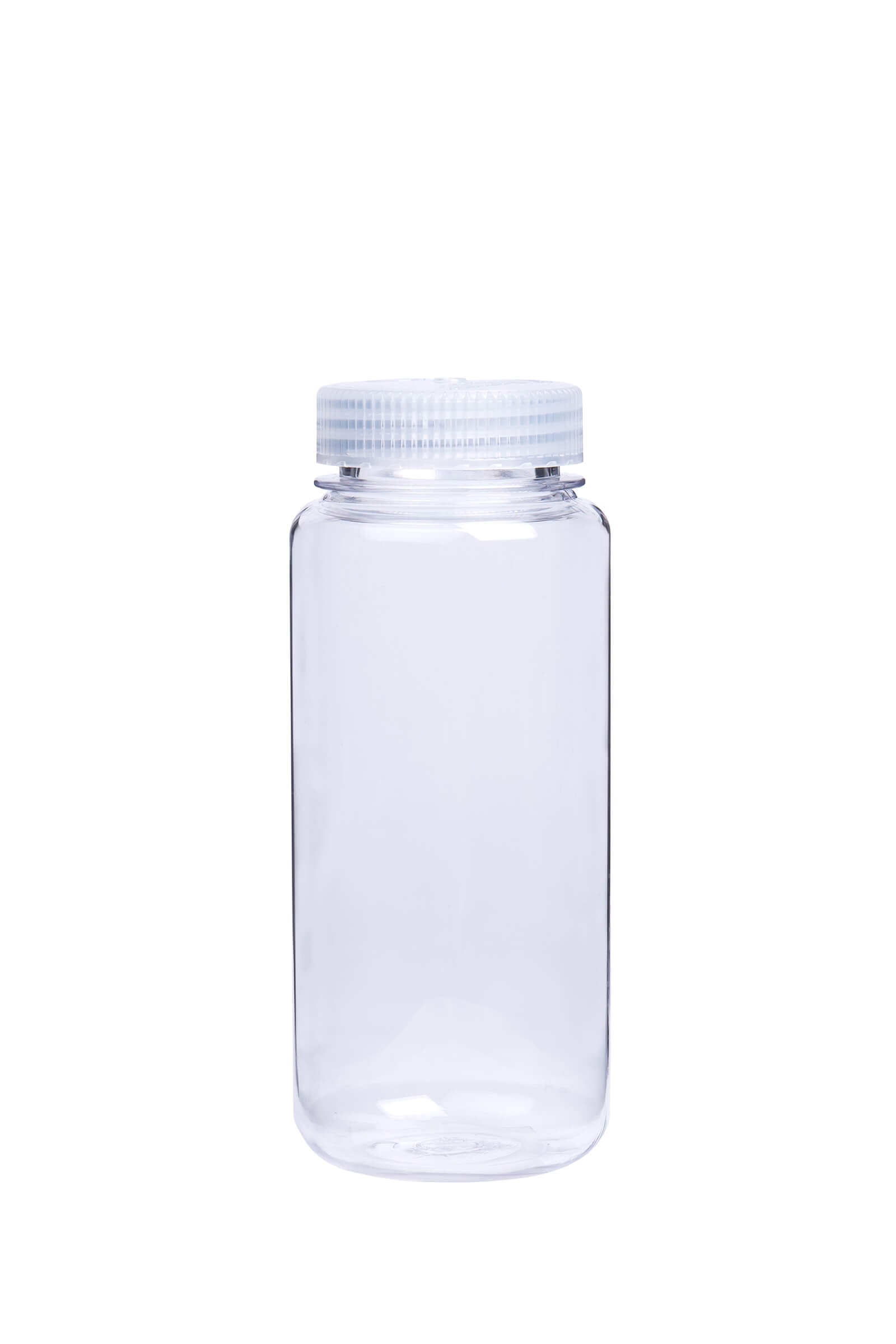 The 16oz Storage Bottle, featuring a white screw-on lid, is empty and displayed against a white background.
