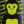 Stylized yellow monkey illustration with a smiling face on a black background with yellow curved lines.