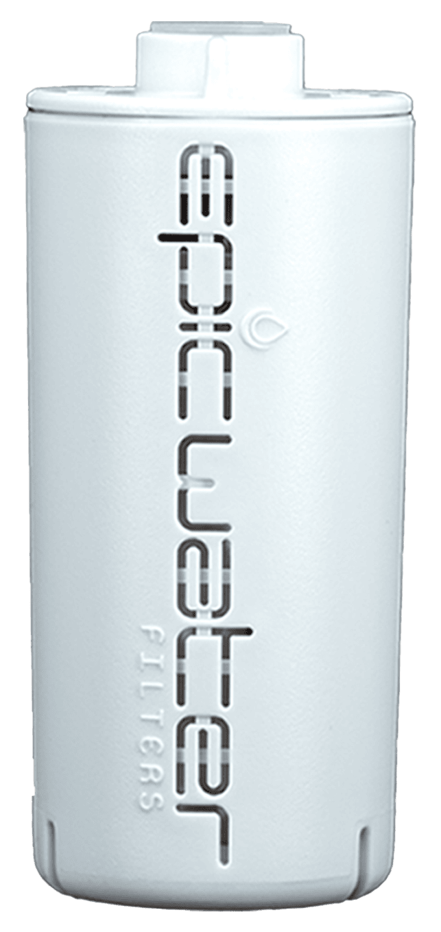 The Epic Single Replacement Filter is a white cylindrical cartridge with “Epic Water Filters” written vertically on it.