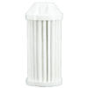 The Epic Single Replacement Filter is a white cylindrical cartridge with vertical ridges and flat ends, standing upright.