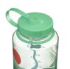 The Appalachia Nalgene Water Fund Bottle is clear with a green screw-on lid, carrying loop, and measurement markings.