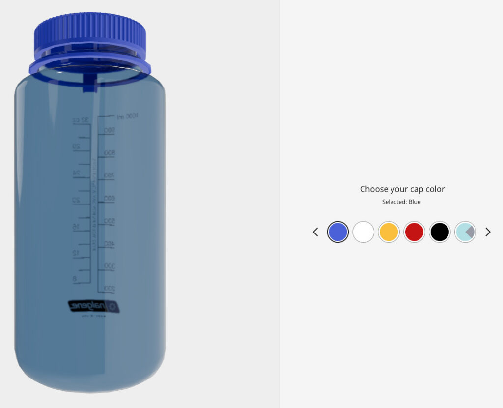 Choosing the cap color for a custom water bottle